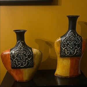 Elegant Black and Gold Decorative Vases